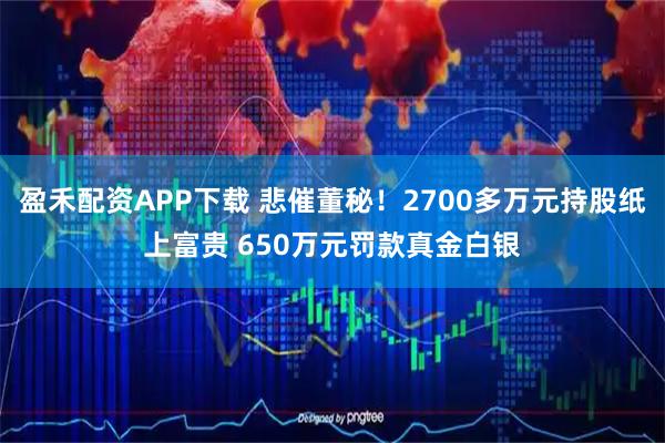 盈禾配资APP下载 悲催董秘！2700多万元持股纸上富贵 650万元罚款真金白银