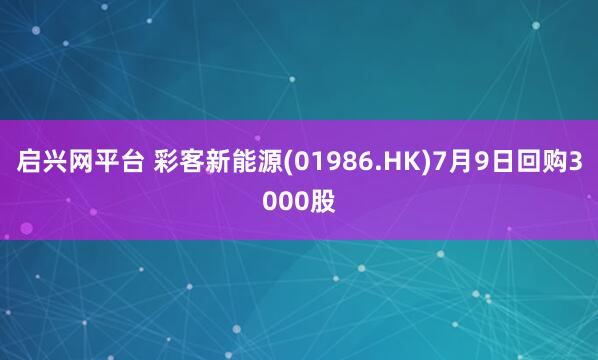 启兴网平台 彩客新能源(01986.HK)7月9日回购3000股